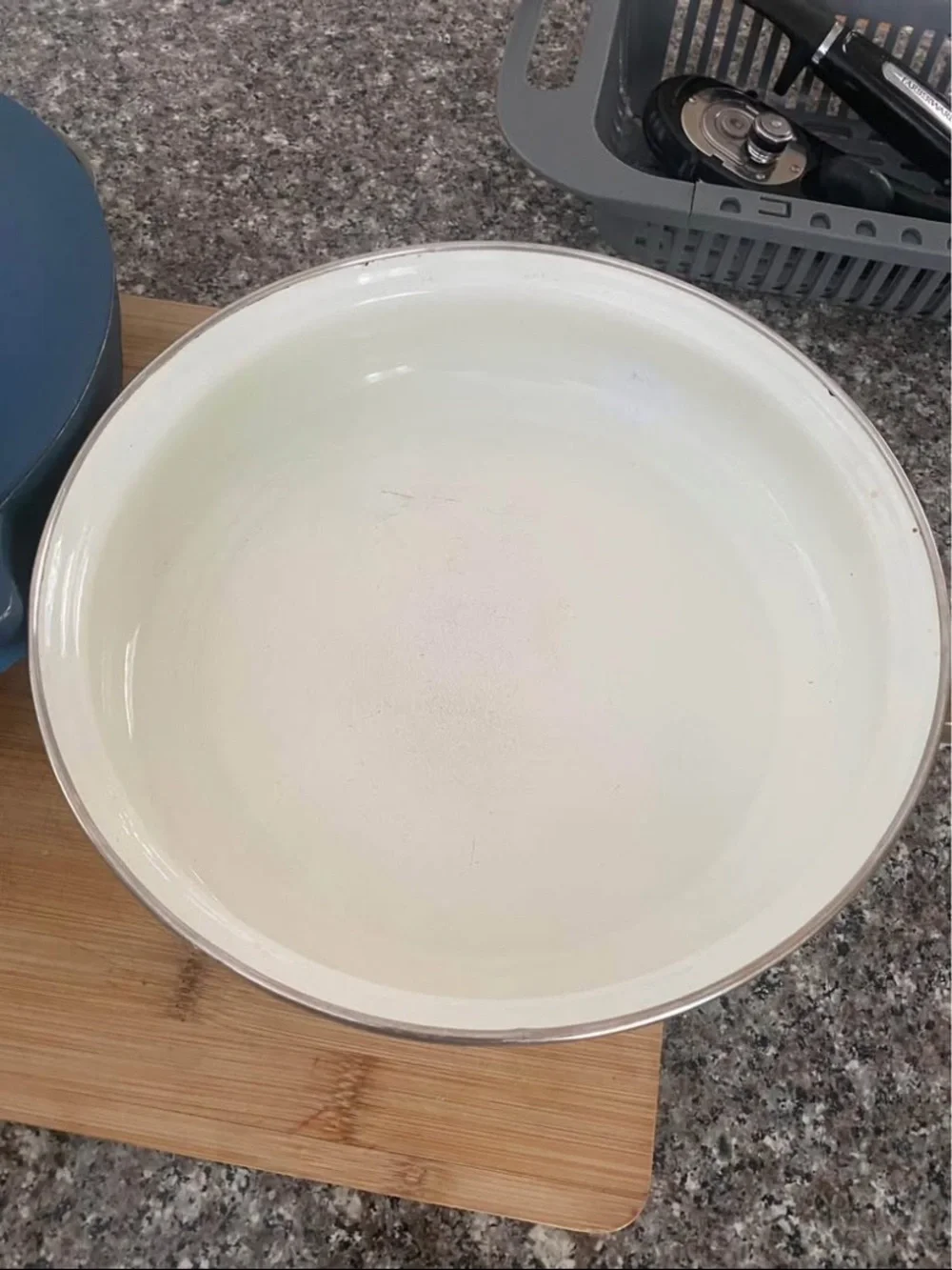 Our Place Always Pan in blue vintage mikasa kitchen bundle